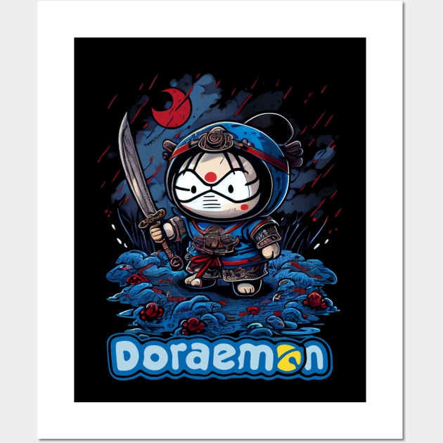 Samurai Doraemon Wall Art by gblackid